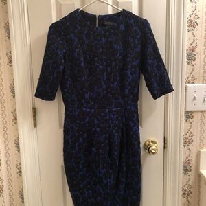Metaphor Black & Blue Floral Patterned Midi Dress